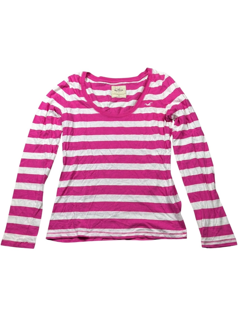 Hollister Y2K Pink White Striped Long Sleeve Top